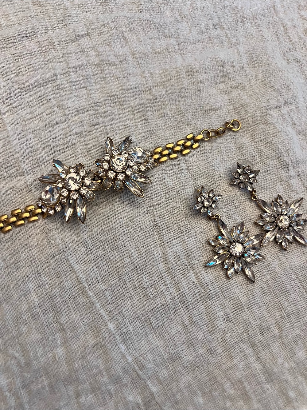 (SET) J.Crew Rhinestone Bracelet and Drop Earrings